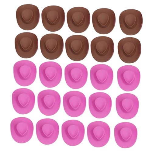 Toddmomy 40 Stück Teiliges Miniatur Cowgirl Hüte aus Kunststoff Dekorative Puppenhüte Braun Glatte Oberfläche Komfortabel für DIY Bastelprojekte und Puppenhausdekoration von Toddmomy