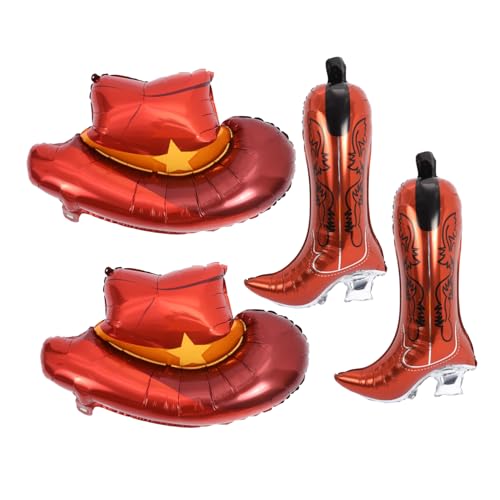 Toddmomy 4Stücke Cowboy Folienballons Aufblasbare Party Dekoration Für Western Themen Cowboyhüten Und Cowboy Stiefeln Für Geburtstagsfeiern Und Events von Toddmomy