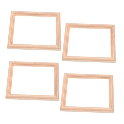 Toddmomy 4stücke Holz Miniatur Bilderrahmen Puppenhausmöbel Miniaturrahmen Dekoratives Puppenhaus Zubehör Handwerk Möbel Ornament von Toddmomy