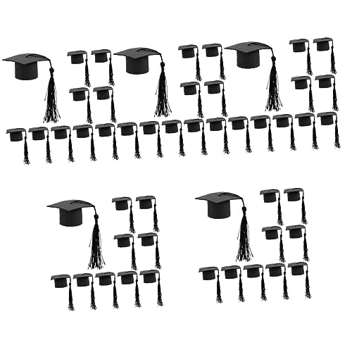 Toddmomy 5 Sätze Graduierung Blumenpflücker Kappe Für Massenabschluss Dekorationen Party Abschlusstortenverzierungen Cupcake -abschlusspicke Grad-cap-kuchen- Vlies Schwarz 10 Stück * 5 von Toddmomy