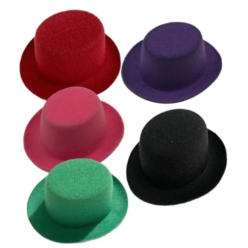 Toddmomy 5 Stück Miniatur Puppenhüte Austauschbare Tragbare Hüte für Puppen Stylische Deko für Fotografie und DIY Projekte Eva Material Farben Grün Rosa Schwarz Rot von Toddmomy