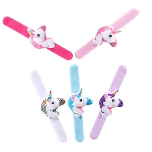 Toddmomy 5 Stück Teiliges Einhorn Plüsch Slap Armband Weiche und Strapazierfähige Party Armbänder mit Gemischten Farben Sichere Klatscharmbänder als Festival accessoires und Mitgebsel von Toddmomy
