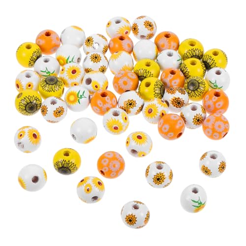 Toddmomy 50 Stück Bunte Holzperlen für DIY Projekte Farbige Blumendekorative Spacer Perlen Holzperlen für Schmuckherstellung und Kreative Bastelideen von Toddmomy