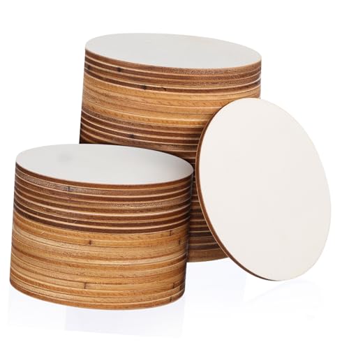 Toddmomy 50 Stück dekorative Holzspäne Kreis klein runde Scheiben zum Basteln Liste Runden Dekorative Holzscheiben Rustikale Holzscheiben Holzausschnitte leere Holzuntersetzer Pappel Beige von Toddmomy