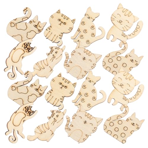 Toddmomy 50Stücke Katzen Holzausschnitte für DIY Bastelprojekte Robustes Holzmaterial Kreative Bastelideen für Scrapbooking und Dekoration von Toddmomy