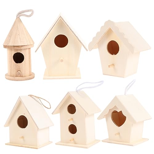 Toddmomy 6 Stück Holzvogelnest Bausatz Kind lehrreich unvollendeter Vogelkäfig Puzzlespielzeug Unfertiger Vogelkäfig selber machen Holz kleines Haus DIY Malnest Bambus von Toddmomy