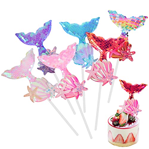 Toddmomy 6 Stück Meerjungfrau Kuchendeko, Glitzer Meerjungfrau Torten Deko für Ocean Theme Topper Mermaid Party Partyzubehör Toddmomy 6 Stück Meerjungfrau Kuchendeko, Glitzer Meerjungfrau Torten Deko für Ocean Theme Topper Mermaid Party Partyzubehör von Toddmomy