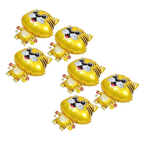 Toddmomy 6 Stück Teiliges Cartoon Tiger Folienballons Tierballons für Geburtstagsfeiern und Dekorationen aus Hochwertigem Aluminiumfolie Selbstschließend für Unvergessliche Feiern von Toddmomy