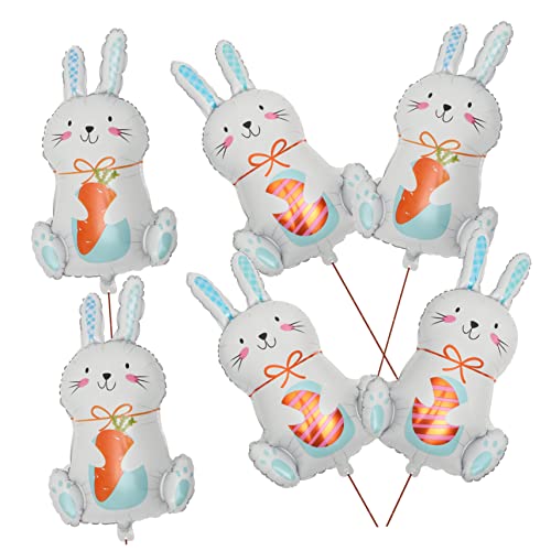 Toddmomy 6 Stück Teiliges Folienballons Ostern Deko Süße Cartoon Hase Luftballons für Osterfeiern Frühlingshafte Dekoration Langlebig und Farbecht von Toddmomy