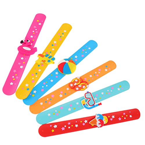 Toddmomy 6 Stück Teiliges Slap Armband Set Hawaii Party Slap Wristbands Gemischt Sicher und Leicht Kreative Muster für Kindergeburtstag und Poolparty Accessoire von Toddmomy