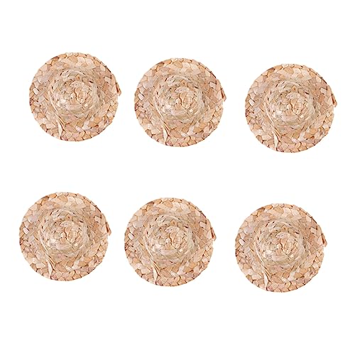 Toddmomy 6Stücke Geflochtene Mini Strohhüte für Puppen Handgemachte Puppenhüte für DIY Dekoration und Bastelprojekte Puppen Teddybären und Kreative Kunstwerke von Toddmomy