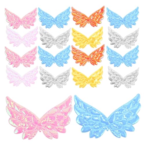 Toddmomy 70PCS Engel Flügel Applikationen: Mini Flügel Patches für DIY Bastelarbeiten, Geburtstagskuchen Deko, Party Dekorationen, Haaraccessoires, Bunte Farben von Toddmomy