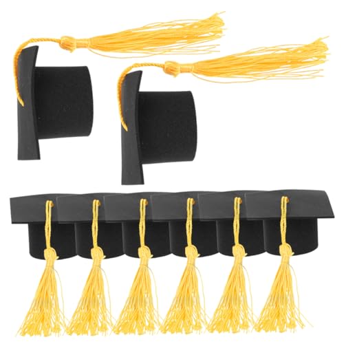 Toddmomy 8 Stück Teiliges Graduation Cupcake Toppers aus Mini Absolventenhut Tortendeko für Abschlussfeier Stabiler Party Kuchenstecker mit Gelber Quaste für Sponsion und Studienabschluss von Toddmomy