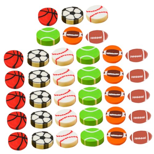 Toddmomy 90 Stück Teiliges Sportliche Radiergummis in Ballform Verschleißfest und Tragbar mit Fußball Basketball Baseball Tennis und Rugby Kindgerechte Belohnungsradierer für Schule und von Toddmomy