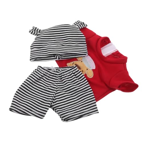 Toddmomy Babypuppen Kleidung für Reborn Puppen Gestreifte Hose und Mütze mit Süßem Hundemotiv Maschinenwaschbares Outfit für Jungen und Mädchen Zubehör für Rollenspiele und Feiertage von Toddmomy