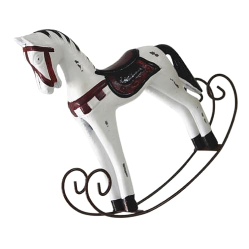 Toddmomy Holz Schaukelpferd Figur Retro Vintage Design Handgeschnitzte Holzfigur Skulptur Detaillierte Rocking Horse Dekoration für Wohnzimmer Büro und Klassischer Charme und Gemütlichkeit von Toddmomy