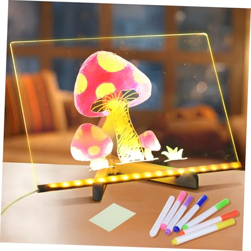 Toddmomy LED Zeichenbrett für Leuchtendes Acryl Trockenlösch-board mit Ständer Wiederbeschreibbares Abwischbares Malpad für Kreative Zeichnungen und Nachrichten für Zuhause und Schule von Toddmomy