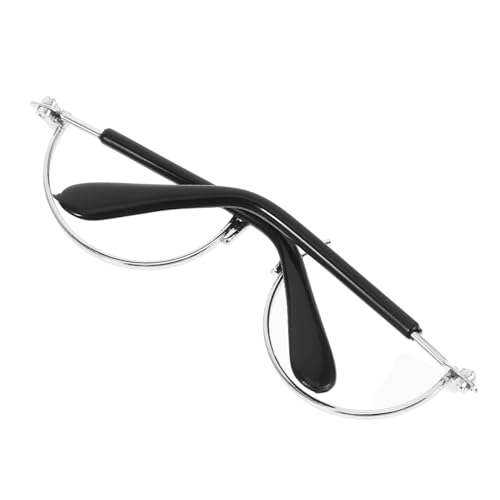 Toddmomy Miniatur Metallrahmen Puppenbrille Halbrund Transparent Silber Brillen Zubehör für Puppen Cosplay Kostüm und Basteln von Toddmomy