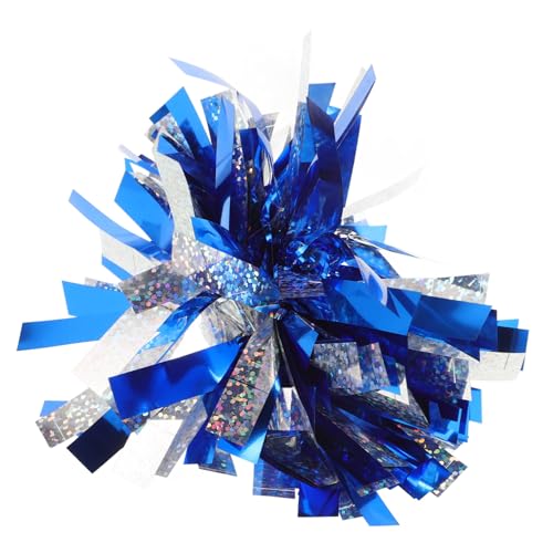 Toddmomy Pom Poms mit Haargummi Weiche Cheerleader Handblumen in Blau und Silber Bequemes Handgelenksband für Festliche Aufführungen Cheerleading und Partydekoration von Toddmomy