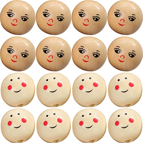 Toddmomy Runde Holzperlen 40 Stücke Lächeln Gesicht Drucken Lose Abstandsperlen Naturholz Charme Perlen Für DIY Halskette Schmuck Machen von Toddmomy