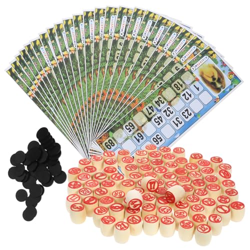 Toddmomy Russisches Lotto Spielset Holzfiguren Bingo Spiel Zubehör Kompakt Leicht Tragbar Familienspiel Partyspiel für Erwachsene von Toddmomy