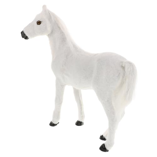 Toddmomy Simulations Pferde Modell plüschpferd Tier Mini-Pferdefiguren Kleinkindpferd Pferde-Actionfigur Kinderpferd pferdespielzeug für Kleinkinder Pferdestatue Plüschstoff Weiß von Toddmomy