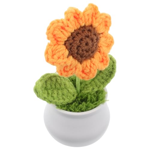 Toddmomy Simulierte Sonnenblume Häkelblumen Häkel Sonnenblume Häkeltopf Sonnenblume Plüsch Mini Sonnenblumen Künstliche Blumen Schreibtischblumen Strickblumen Süße Häkelblumen von Toddmomy