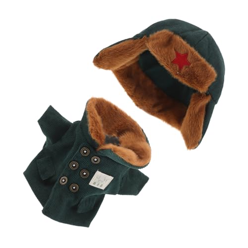 Toddmomy Teiliges Puppen-Armee-Outfit mit Warmem Wintermantel und Mütze Grüne Militäruniform Puppe Kleidung für Kreatives Verkleiden Pädagogisches und Sammeln von Toddmomy