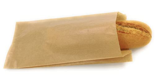 125 Papiertüten/Kraft bags für Sandwiches, Gebäck, Süßigkeiten/widerstandsfähige Kraftpapiertüten/Kleine Papiertüten mit Falte für mehr Fassungsvermögen/Maße: 27 cm hoch, 14 cm breit +7 cm Boden von TodoKraft