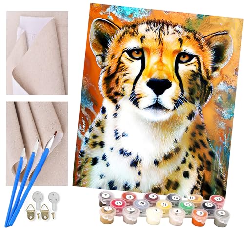 Malen nach Zahlen Kits Kunst Aquarell Gepard Jaguar Tier Tier DIY vorgedruckte Leinwand Ölgemälde Geschenk für Erwachsene Kinder Home House Decor 40 * 50 cm von ToeTs