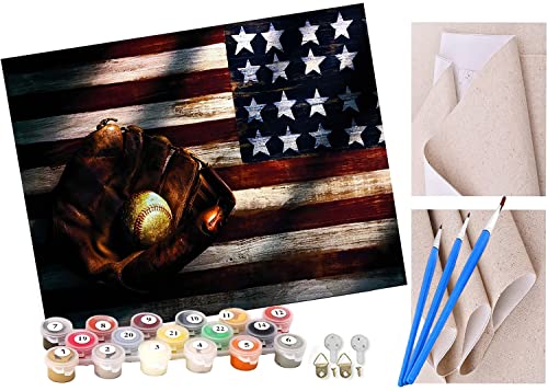 Malen nach Zahlen Kits Kunst Flagge und Baseball DIY vorgedruckte Leinwand Ölgemälde Geschenk für Erwachsene Kinder Home House Decor 40 * 50 cm Malen nach Zahlen Kits Kunst Flagge und Baseball DIY vorgedruckte Leinwand Ölgemälde Geschenk für Erwachsene Kinder Home House Decor 40 * 50 cm von ToeTs