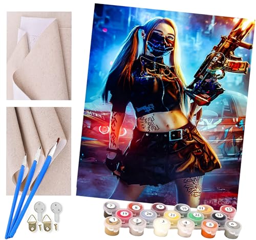 Malen nach Zahlen Tattoo-Punk-Hip-Hop-Graffiti-Mädchen(161) Erwachsene und Kinder DIY Ölgemälde Geschenk-Kits Geschenk vorgedruckte Leinwand Kunst Home Wandkunst Decoration Geschenk von ToeTs