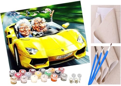 ToeTs Malen nach Zahlen Erwachsene und Kinder Glückliches älteres Paar fährt DIY Ölgemälde Geschenk-Kits vorgedruckte Leinwand Kunst Home Wandkunst Decoration Geschenk von ToeTs