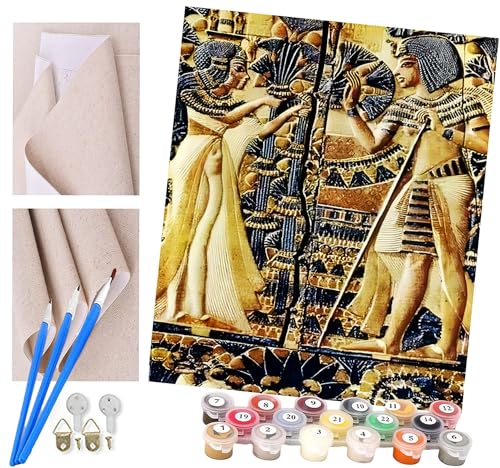 ToeTs Malen nach Zahlen Kits Erwachsene und Kinder DIY Digitales Ölgemälde Geschenk Kits Vorgedruckte Leinwand Kunst Dekoration -Goldener Pharao(2) 16 * 20 Zoll von ToeTs