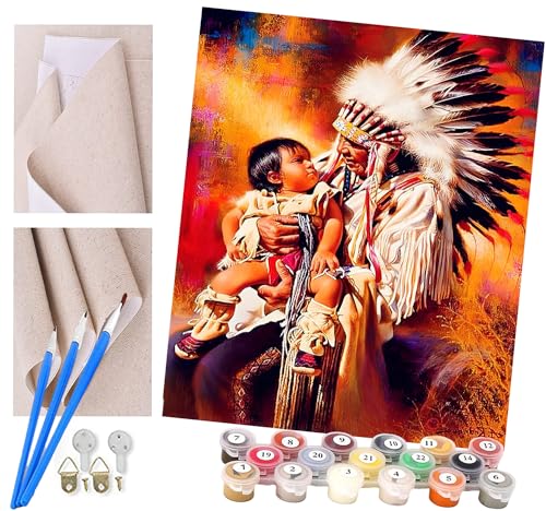 ToeTs Malen nach Zahlen Kits Erwachsene und Kinder DIY Digitales Ölgemälde Geschenk Kits Vorgedruckte Leinwand Kunst Dekoration -Malerei Kunst Indianer Stammes-Mann-Baby 16 * 20 Zoll ToeTs Malen nach Zahlen Kits Erwachsene und Kinder DIY Digitales Ölgemälde Geschenk Kits Vorgedruckte Leinwand Kunst Dekoration -Malerei Kunst Indianer Stammes-Mann-Baby 16 * 20 Zoll von ToeTs