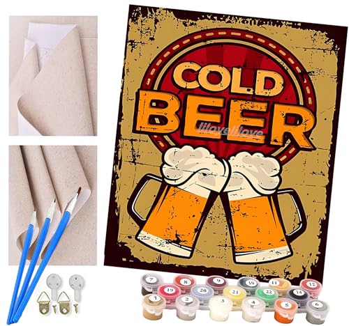 ToeTs Malen nach Zahlen Kits Kunst Kaltes Bier-Bar-Schild DIY vorgedruckte Leinwand Ölgemälde Geschenk für Erwachsene Kinder Home House Decor 40 * 50 cm ToeTs Malen nach Zahlen Kits Kunst Kaltes Bier-Bar-Schild DIY vorgedruckte Leinwand Ölgemälde Geschenk für Erwachsene Kinder Home House Decor 40 * 50 cm von ToeTs