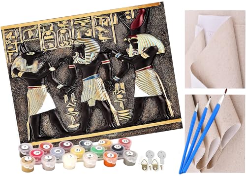 ToeTs Malen nach Zahlen Pharao und Anubis Für Erwachsene und Kinder DIY Ölgemälde Geschenk-Kits Vorgedruckte Leinwand Kunst Home Decoration 16x20 Zoll von ToeTs