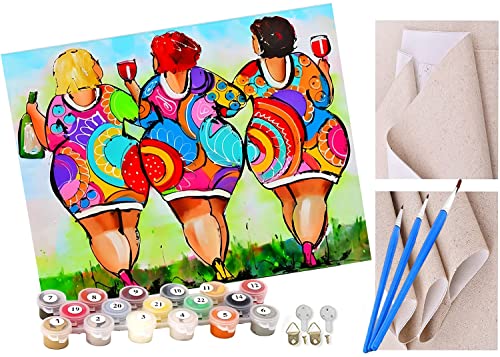 ToeTs Malen nach Zahlen Süße drei dicke Damen Erwachsene und Kinder DIY Ölgemälde Geschenk-Kits Geschenk vorgedruckte Leinwand Kunst Home Wandkunst Decoration Geschenk von ToeTs