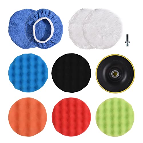 11 Stück 12,7 cm Auto-Polierpad-Set, schäumendes Polieren, Wachsen, Schwamm, Wolle, Motorhauben-Pad mit M10-Schaft, selbstklebende Scheibenbohrer-Aufsätze, Reinigungspad für Automobil, Haushalt, Bad 11 Stück 12,7 cm Auto-Polierpad-Set, schäumendes Polieren, Wachsen, Schwamm, Wolle, Motorhauben-Pad mit M10-Schaft, selbstklebende Scheibenbohrer-Aufsätze, Reinigungspad für Automobil, Haushalt, Bad von Toeasliving