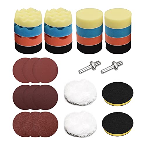 Toeasliving 31-teiliges Polierpad-Set, 7,6 cm, Bohraufsatz, mit Schleifpapier, Schleifwachs, für Autos, Yachten von Toeasliving