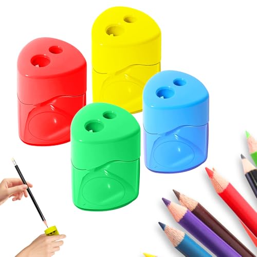 Anspitzer mit Behälter Klein, 8 Stück Bleistiftspitzer Dosenspitzer Dicke und dünne Stifte für Schule Büro, 4 Farben (4 Pcs) von Toerjii
