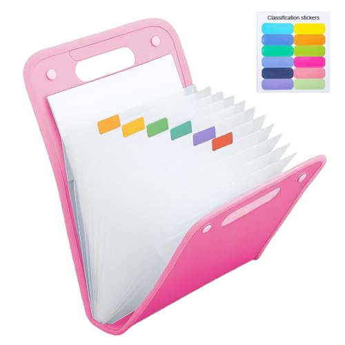 Fächermappe mit 13 Fächer,Zeugnismappe Mädchen Jungen,Ordnungsmappe Dokumententasche Mappe Organizer für Büro Hause Schule Dokumente (Rosa) von Toerjii