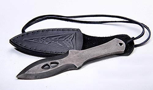 Toferner Handgeschmiedetes Federstahl Messer im keltischen Stil - Scharfe & spitze Klinge mit Echtledertasche - für Kunst- & Kulturliebhaber - Gesamtlänge 15 cm von Toferner