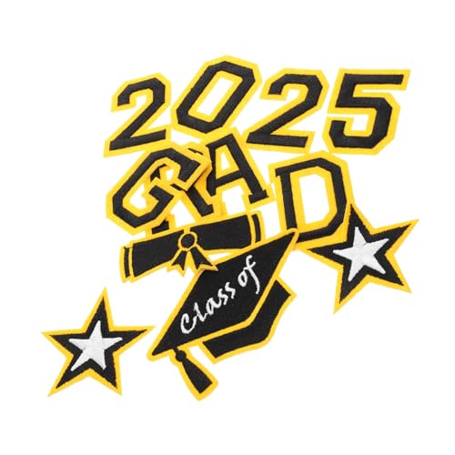 1Satz Abschlussflicken Gestickte Applikationen für Rucksäcke Hüte und Kleidung Detaillierte Stickerei Gelbem Hintergrund mit Schwarzem Design für DIY 1Satz Abschlussflicken Gestickte Applikationen für Rucksäcke Hüte und Kleidung Detaillierte Stickerei Gelbem Hintergrund mit Schwarzem Design für DIY von Tofficu