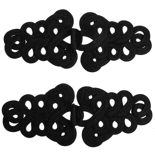 2 Paar alte Kostümknöpfe, chinesischer Knotenverschluss, Bastelzubehör aus schwarzem Polypropylen, ideal für Retro-Kleidung und traditionelle Kostüme 2 Paar alte Kostümknöpfe, chinesischer Knotenverschluss, Bastelzubehör aus schwarzem Polypropylen, ideal für Retro-Kleidung und traditionelle Kostüme von Tofficu