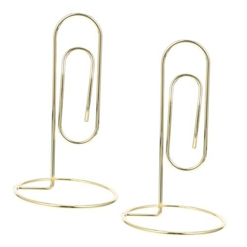 2 Stück Visitenkartenhalter aus Metall Clip-Schilderständer Kartenclip Tischkartenhalter Hochzeit Büroklammern Desktop-Memohalter Clipkartenhalter Memo -Halter -Clip Eisen Golden von Tofficu