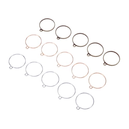 30Stücke Hohle Anhänger Offene Rückseite Runde Lünette für DIY Schmuckherstellung Bronze Silber Gold Legierung Rahmen für Harz Bastelprojekte von Tofficu