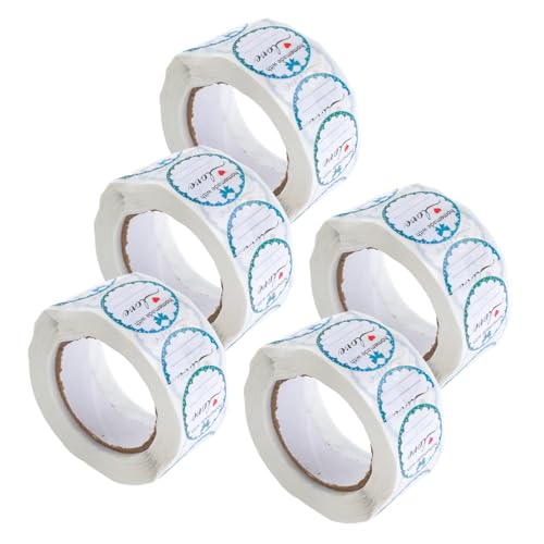 5 Rollen Selbstklebende für Konservengläser Beschriftbare Rundetiketten für Verpackung für Kleine Unternehmen und Handgemachte Produkte von Tofficu
