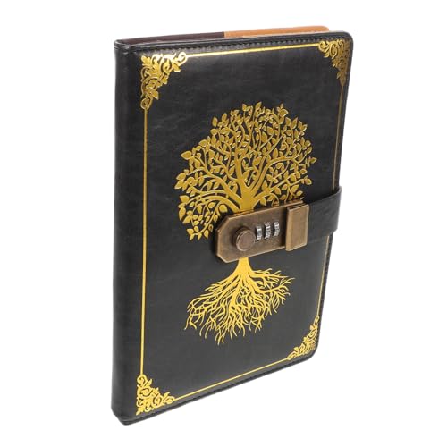 Retro Tagebuch mit Passwortsicherung Notizbuch im Vintage Design Tragbares Passwortbuch mit Sicherem Schloss für Meetings und Tägliche Notizen für Büro und Reisen von Tofficu