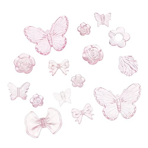 Tofficu 1 Butterfly Hair Accessoires Briefperlen Bulk-Anhänger für die Schmuckherstellung Reiz Mädchen haarschmuck Armbandperlen Formperlen für Armbänder Acryl Rosa von Tofficu